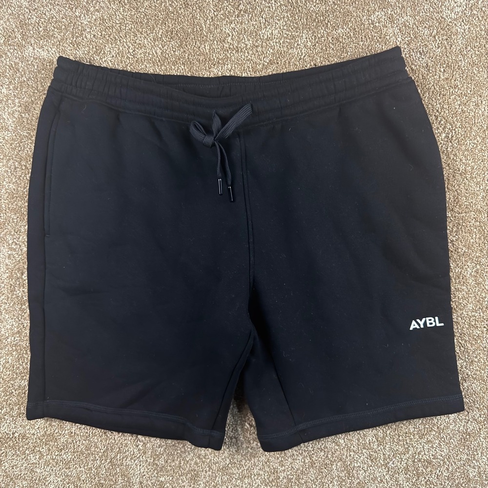 AYBL Mens Essential 7 Inch Shorts Black XL Fleece Lined Gym Athletic AYM0071